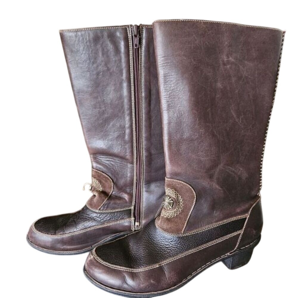 Tsonga‎ Brown Leather Mid-Heel Boots Size 9.5 US / 41 EU Made in South Africa